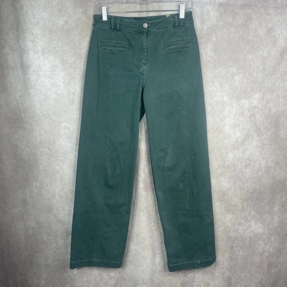 Maeve By Anthropologie Cropped Wide-Leg Jeans In Emerald Green Women's Size 25